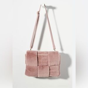 Anthropologie Faux Fur Pink Soft Woven Clutch (out of stock everywhere)